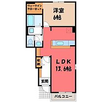 栃木県下野市小金井（賃貸アパート1LDK・1階・45.77㎡） その2