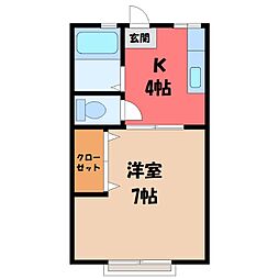サンタヒルズ御幸本町 1Kの間取図画像