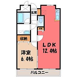 ピーノ ドゥーエ 1階1LDKの間取り