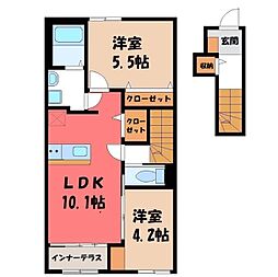 仮)スターテラス II 多功 2階2LDKの間取り