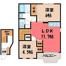 パルテール II 2階2LDKの間取り