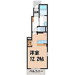 エス・ジョージア B 1階ワンルームの間取り