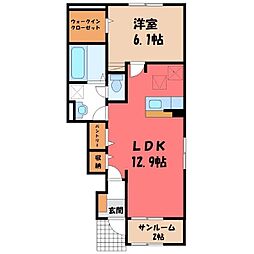 RAY SHELL 1階1LDKの間取り