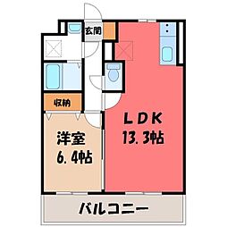 フォレスタ 1階1LDKの間取り