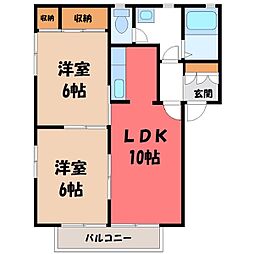 ＳＬハイツ 1号棟 1階2LDKの間取り