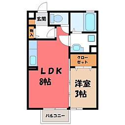 ボヌール ノア 2階1LDKの間取り