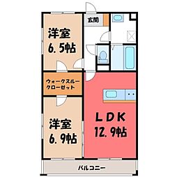 ソル・レヴァンテ1 2LDKの間取図画像