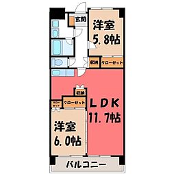 ザ・ミレニアムタワー 2LDKの間取図画像
