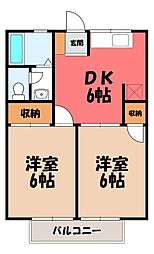 コーポ平野A 2DKの間取図画像