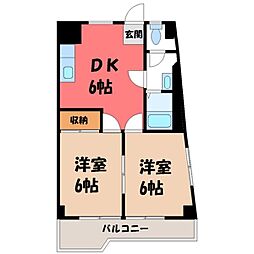赤羽ハイツ 2DKの間取図画像
