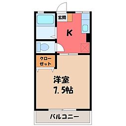 ストラーダ2 1Kの間取図画像