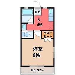 ハイツフリーダム 1Kの間取図画像