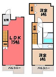 桜通りハイツ 2LDKの間取図画像