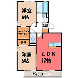 カサグランデ藤2 2LDKの間取図画像
