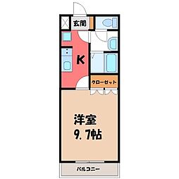 リベラル陽東 1Kの間取図画像