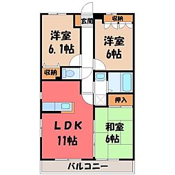 ハイツ・アムール 3LDKの間取図画像