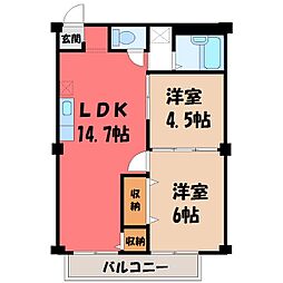 シティハイツ小堀A 2LDKの間取図画像