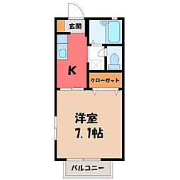 ビュウティナンバー1C 1Kの間取図画像