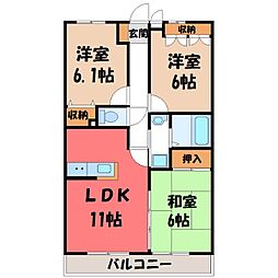 ハイツ・アムール 3LDKの間取図画像
