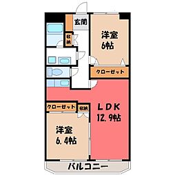 フローラ大塚壱番館 2LDKの間取図画像