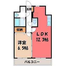 モアルミーネ 1LDKの間取図画像