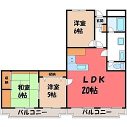 メゾンドコアさくら館 3LDKの間取図画像