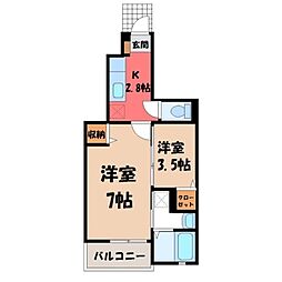 ニューオールリバー 2Kの間取図画像