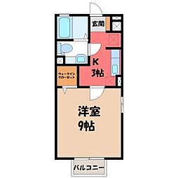 ハニーコートC 1Kの間取図画像