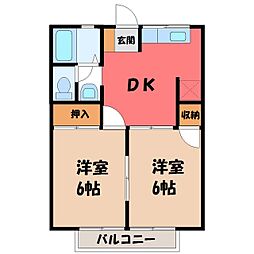 コーポ平野B 2DKの間取図画像