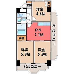 アザレヤマンション 3DKの間取図画像