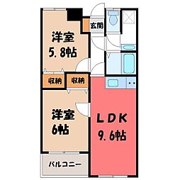 Y2ハイツ 2DKの間取図画像