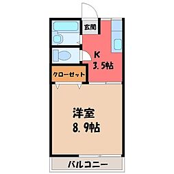 テクノポリス宝木 1Kの間取図画像