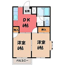 ルミエールパート3 2DKの間取図画像