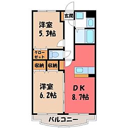 Y&Mファーストステージ 2DKの間取図画像