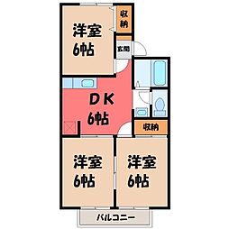 プラザ中島A棟 3DKの間取図画像