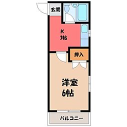 メゾン御幸 1Kの間取図画像