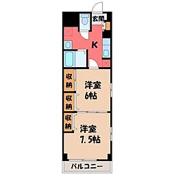 プレステージ宇都宮 2Kの間取図画像