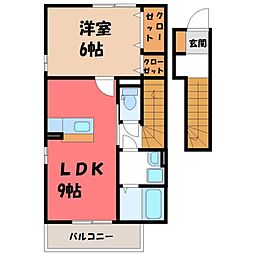 イーストヒルズ八番館 1LDKの間取図画像