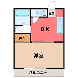 ホワイトハイツ峰 1DKの間取図画像