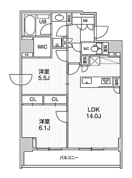 シーズンフラッツ両国EAST ｜東京都墨田区緑2丁目(賃貸マンション2LDK・6階・60.99㎡)の写真 その2