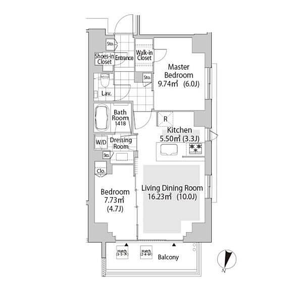 パークフラッツ渋谷神山町 ｜東京都渋谷区神山町(賃貸マンション2LDK・3階・55.86㎡)の写真 その2