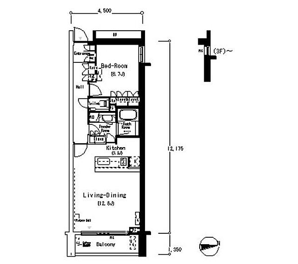 フロンティアレジデンス南麻布 ｜東京都港区南麻布3丁目(賃貸マンション1LDK・6階・54.63㎡)の写真 その2