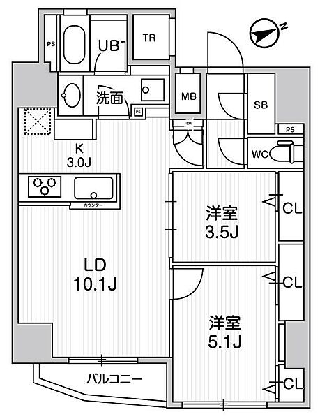 グラシアプレイス浅草橋 ｜東京都台東区浅草橋3丁目(賃貸マンション2LDK・9階・52.16㎡)の写真 その2