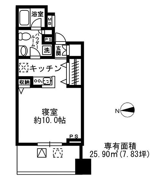 レジディア四谷三丁目 ｜東京都新宿区荒木町(賃貸マンション1R・5階・25.90㎡)の写真 その2