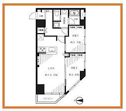 ハピーハイツ亀戸 2LDKの間取図画像