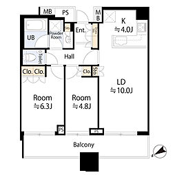 グランドターミナルタワー本八幡 2LDKの間取図画像