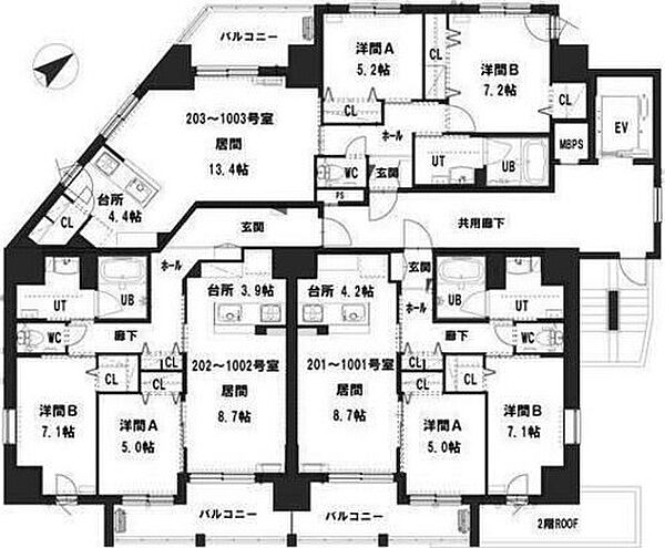 グランメールアサヒVII 303｜北海道札幌市白石区本郷通3丁目南(賃貸マンション2LDK・3階・70.69㎡)の写真 その2