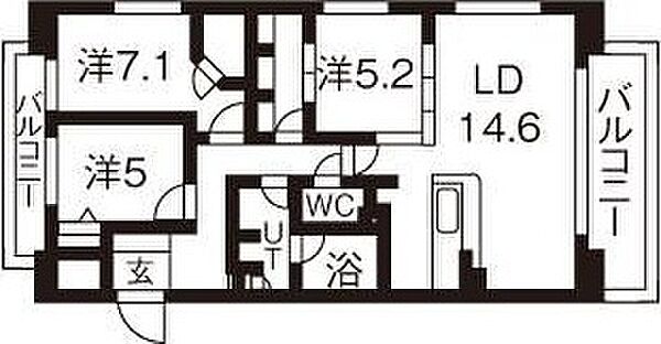 グラティア平岸 503｜北海道札幌市豊平区平岸一条10丁目(賃貸マンション3LDK・5階・83.49㎡)の写真 その2