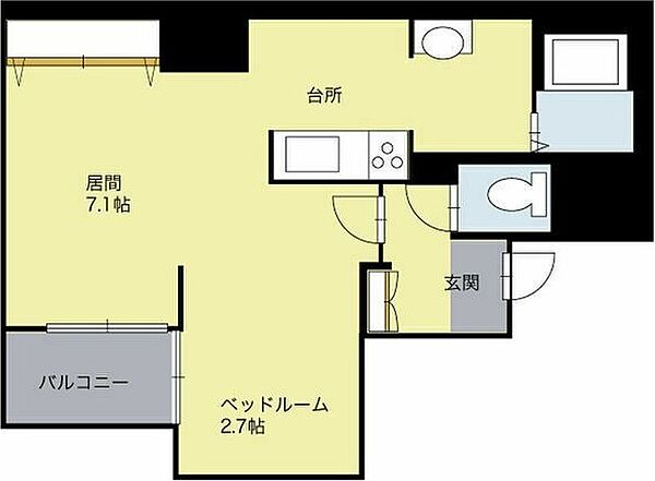 lovage S2・E1 703｜北海道札幌市中央区南二条東1丁目(賃貸マンション1K・7階・31.26㎡)の写真 その3