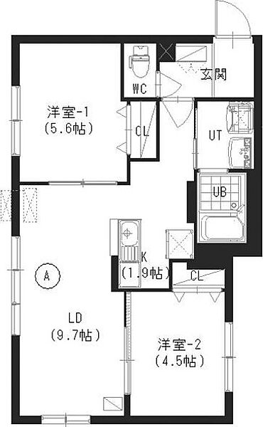 assanブラージュC.T.M. 403｜北海道札幌市豊平区中の島一条1丁目(賃貸マンション2LDK・4階・49.98㎡)の写真 その3
